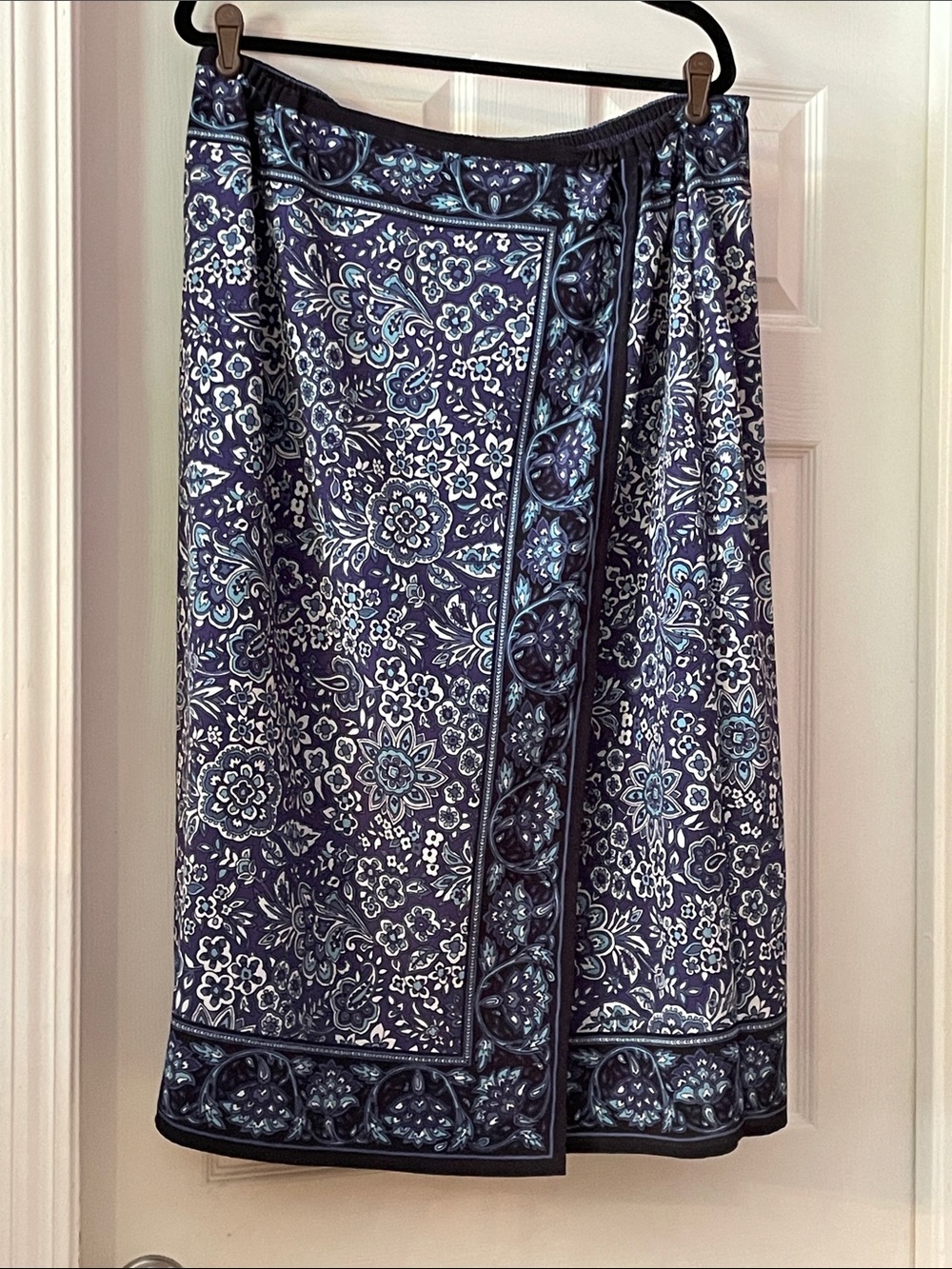 Sag Harbor Navy Floral Swim Sarong with Light Blue Accents